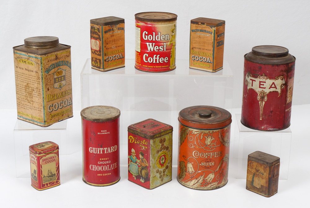 Appraisal: PIECE COFFEE CHOCOLATE ADVERTISING TINS pieces total to include George