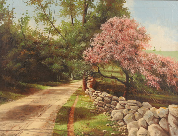 Appraisal: Oil on canvas depicting spring landscape x signed Lample lower