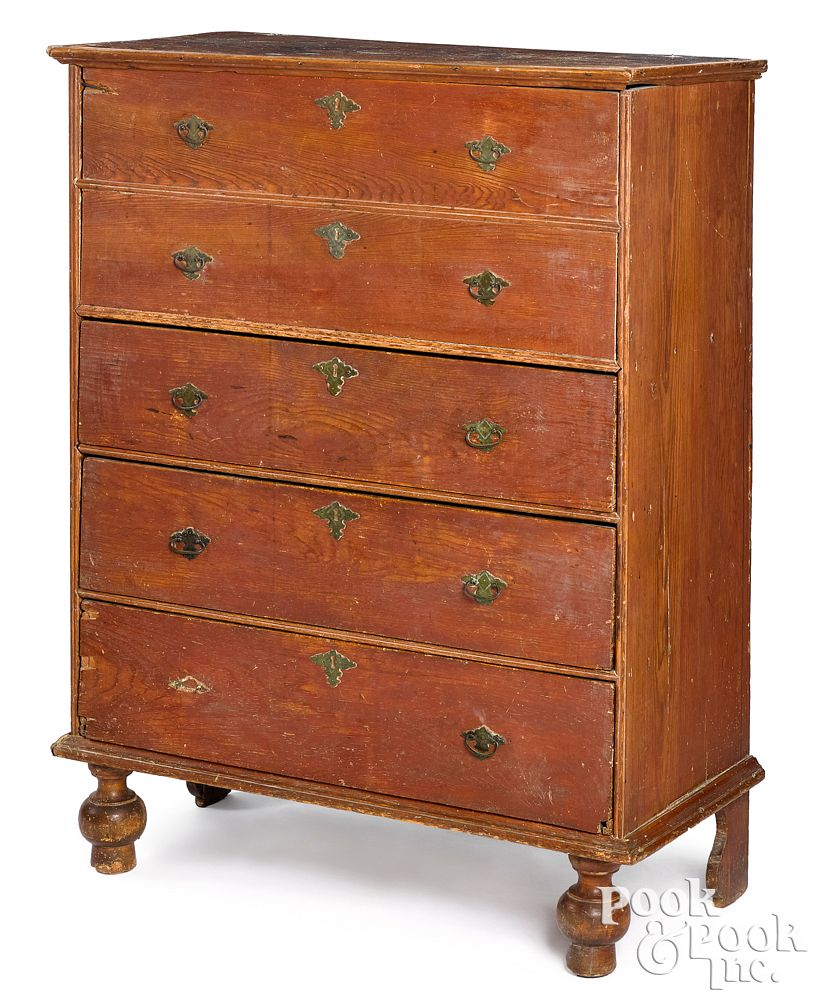 Appraisal: New England William and Mary stained mule chest New England