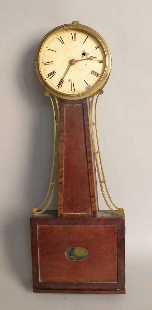 Appraisal: Mahogany banjo clock th c with a painted dial and