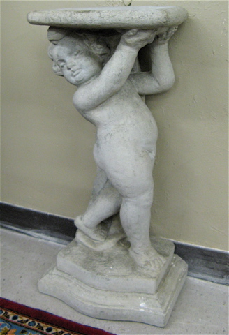 Appraisal: PAIR OF FIGURAL CONCRETE GARDEN PEDESTALS each a nude male