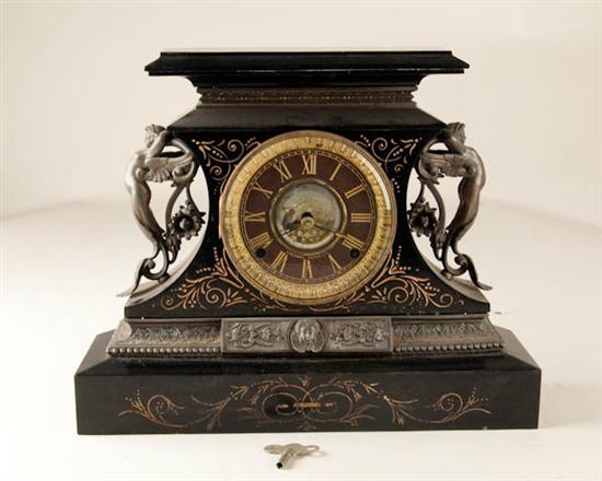 Appraisal: Ansonia Rosalind Clock enameled cast-iron case day time and strike