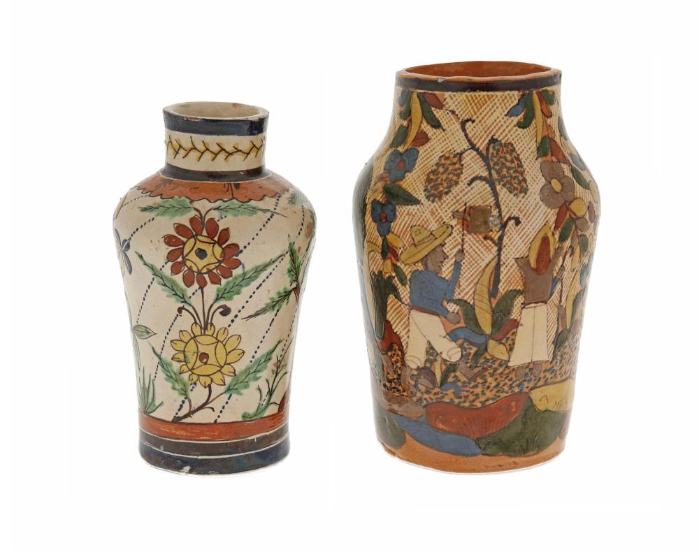 Appraisal: Two Tlaquepaque pottery vases Two works A Tlaquepaque vase attributed