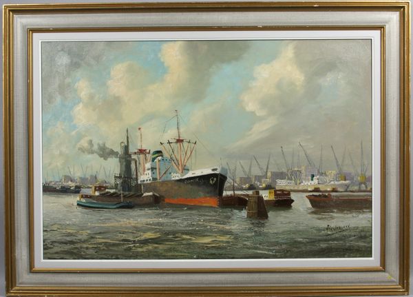 Appraisal: A DeVervoon port scene x x framed Good condition EST