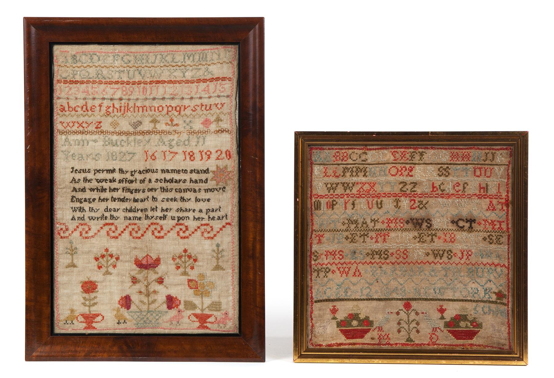 Appraisal: TWO FRAMED SAMPLERS First half- th century Both include the