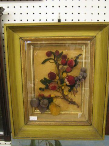 Appraisal: Victorian Shadowbox Frame with wool bird fruit decor