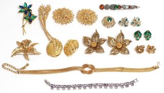 Appraisal: Assorted Vintage Jewelry incl Costume Silver Comprising pair of gilt