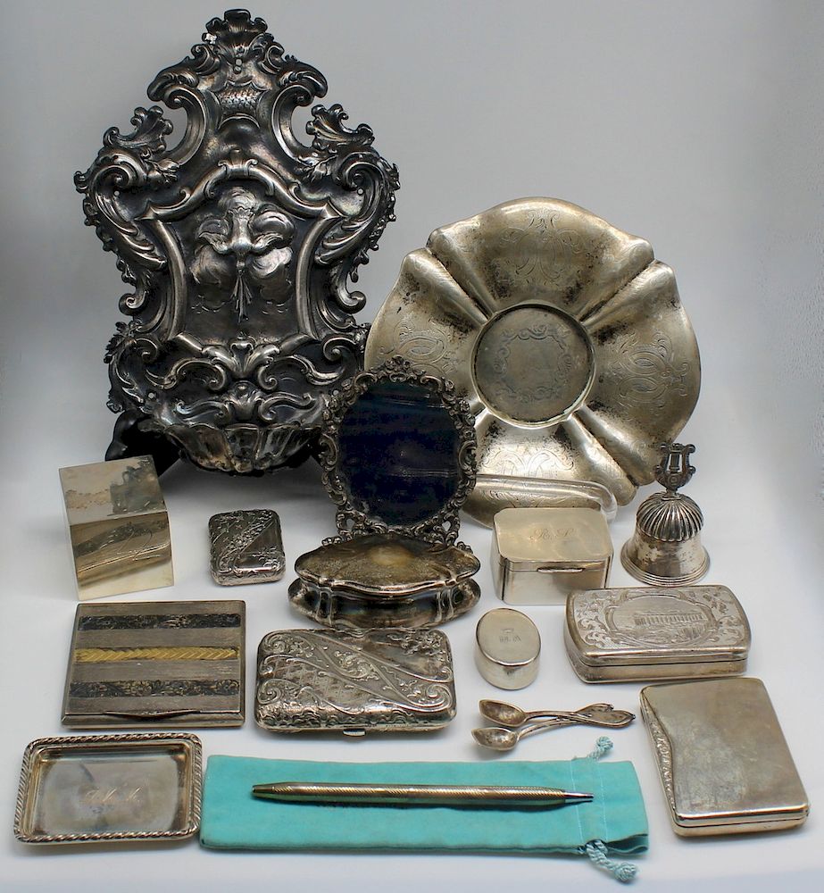 Appraisal: SILVER Assorted Silver Objets d'Arte Includes a Tiffany Co sterling