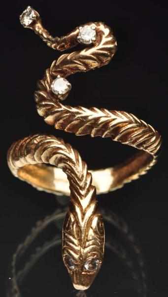 Appraisal: K Y Gold Snake Diamond Ring With five small diamonds