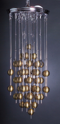 Appraisal: VERNER PANTON Exceptional chandelier in polished chrome and brushed brass