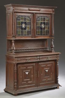 Appraisal: French Henri II Style Carved Oak Buffet a Deux Cor