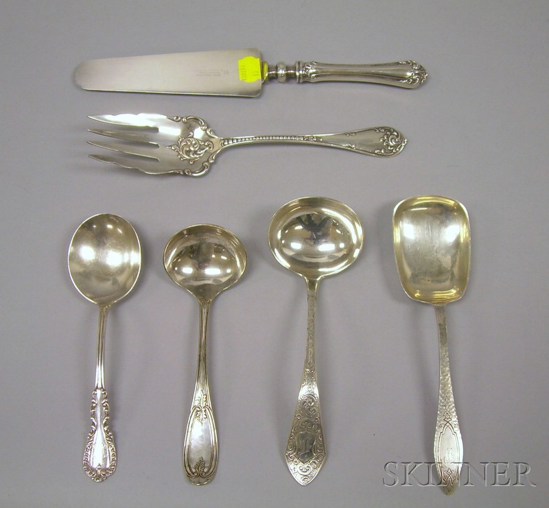 Appraisal: Five Sterling or Coin Serving Flatware Items a Palmer Chesterson