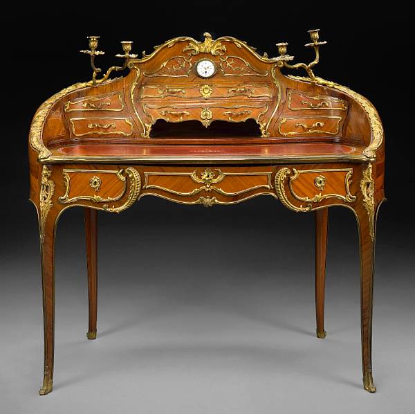 Appraisal: A Louis XV style gilt bronze mounted kingwood desk first