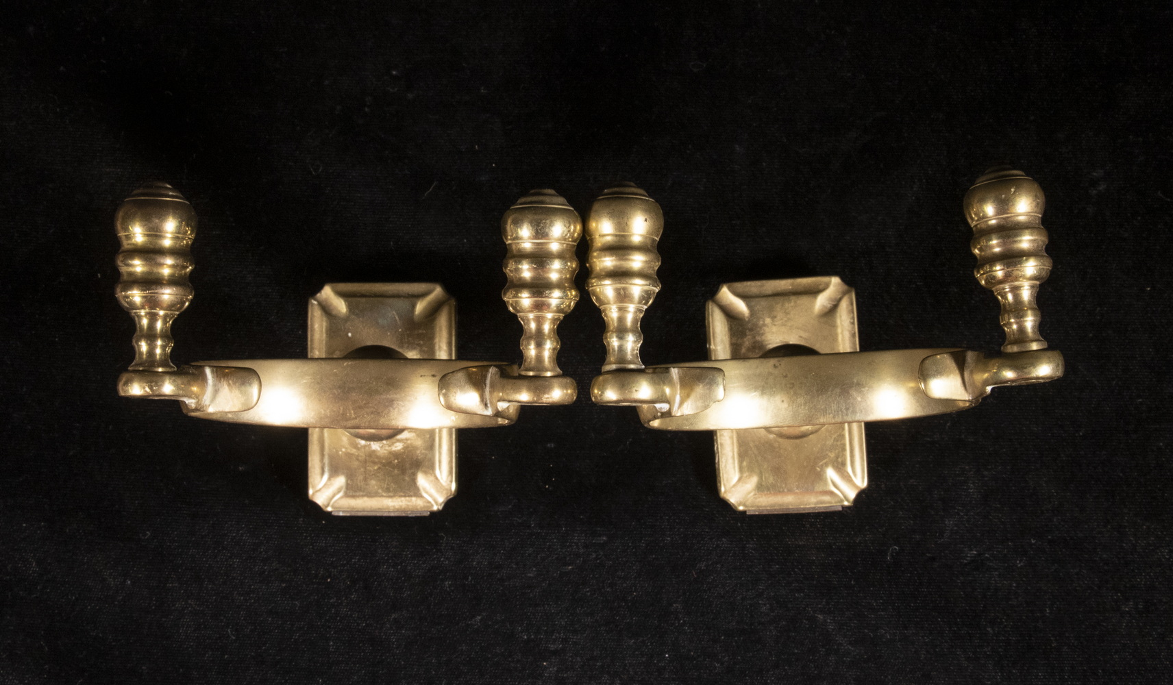 Appraisal: PR FEDERAL BRASS JAMB HOOKS Pair of Early th c