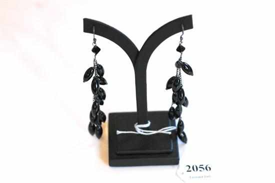 Appraisal: A PAIR OF ONYX DROP EARRINGS