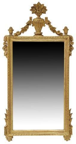 Appraisal: Italian Florentine giltwood wall mirror th c surmounted by urn