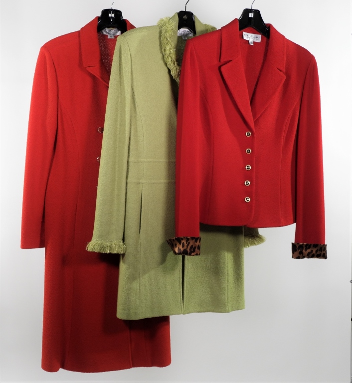 Appraisal: PC ST JOHN RED GREEN KNIT JACKETS SIZE Includes two