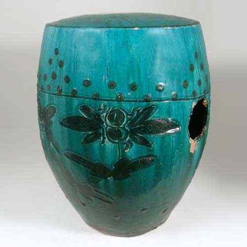 Appraisal: A Chinese Shanxi Teal Glaze Pottery Garden Seat circa of