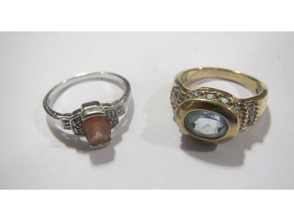 Appraisal: Lot comprising a ct gold blue topaz and diamond set