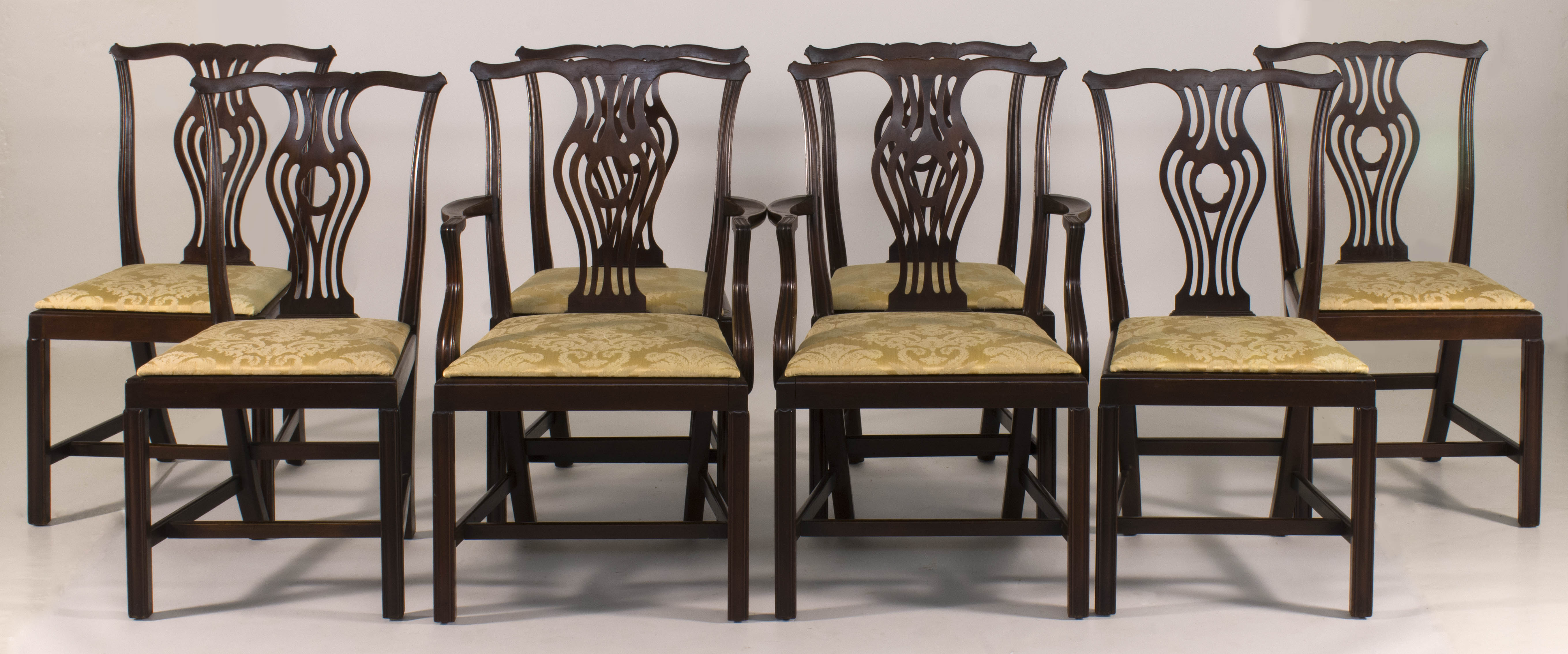 Appraisal: SET OF EIGHT CHIPPENDALE-STYLE CHAIRS Boston Mid- th CenturyTwo armchairs