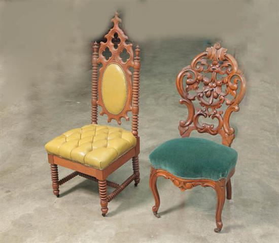 Appraisal: TWO VICTORIAN SIDE CHAIRS Pierced back having scroll and foliate