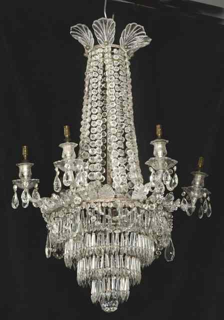 Appraisal: A DECORATIVE SIX BRANCH GLASS HANGING CHANDELIER with profuse cut