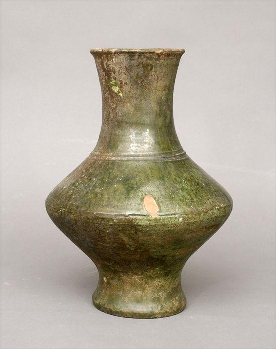 Appraisal: Han-Type Green-Glazed Pottery Vase in Provenance Property from a Long