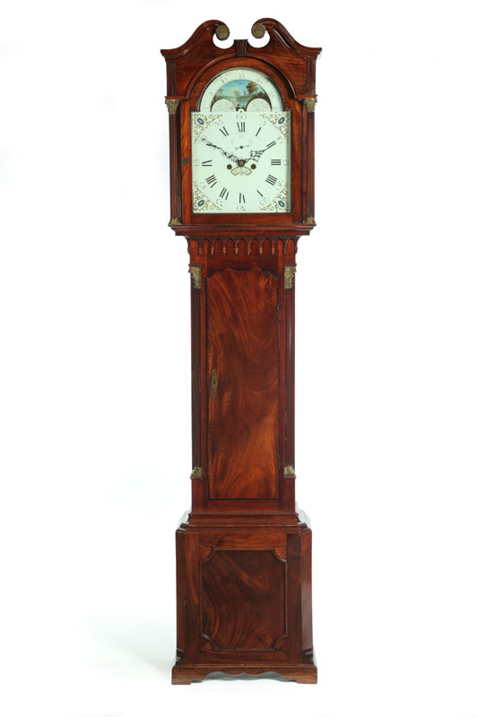 Appraisal: GEORGE III TALL CASE CLOCK England th century mahogany Gothic