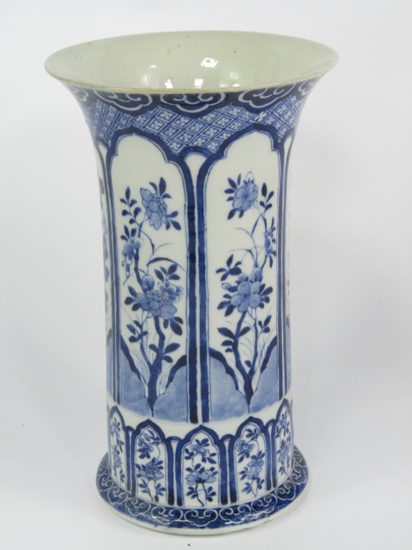 Appraisal: A Kansxi style blue and white porcelain vase of flared