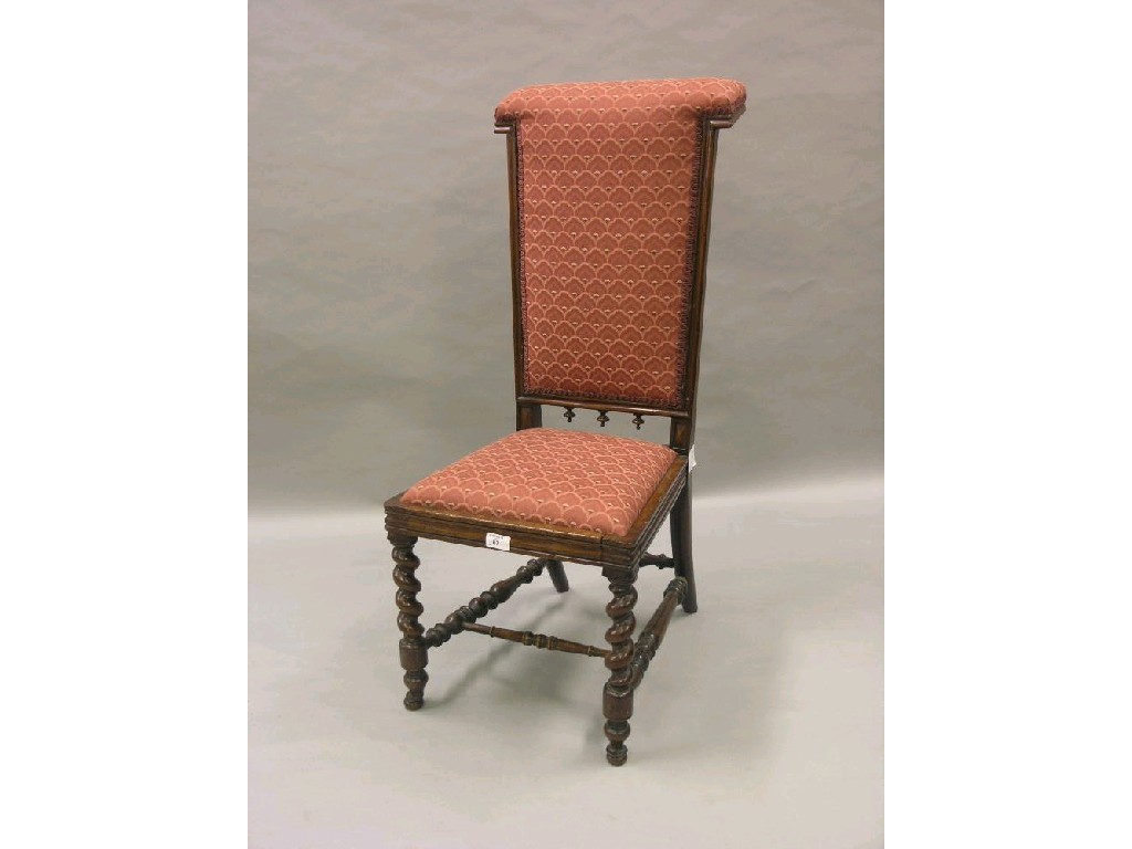 Appraisal: A Victorian mahogany prie-dieu chair with upholstered seat and back