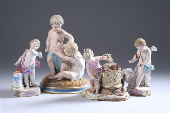 Appraisal: FOUR MEISSEN PORCELAIN FIGURES late th - early th century