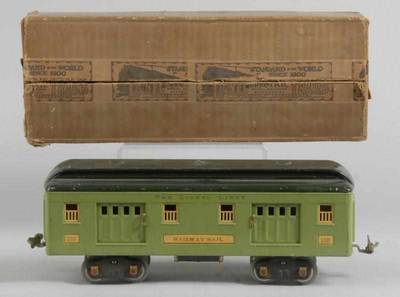 Appraisal: Lionel No Railway Mail Boxcar Description American Standard gauge Some