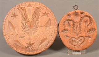 Appraisal: Two Pennsylvania th Century Butter Prints One carved with a