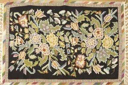 Appraisal: Needlework Floral Rug x in