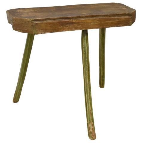 Appraisal: Rustic wood table rough-hewn top rising on three legs in