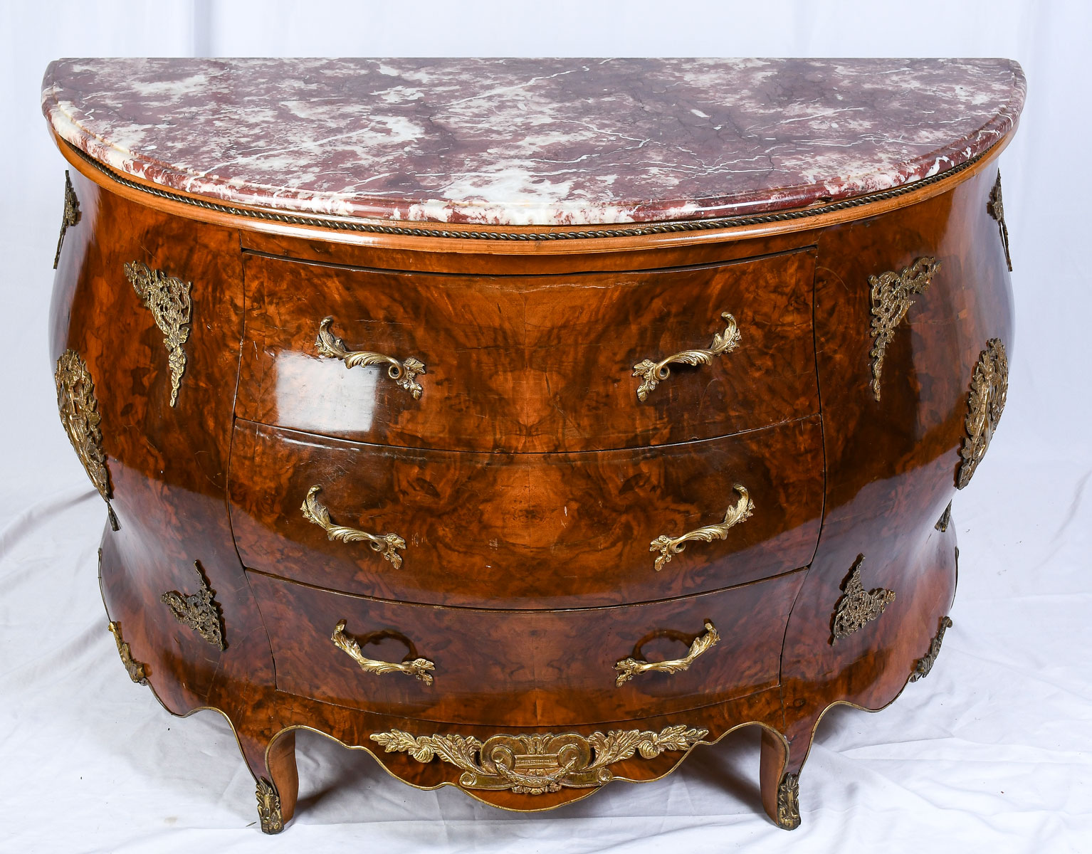 Appraisal: LARGE MARBLE TOP BOMBAY CHEST Married marble top resting on