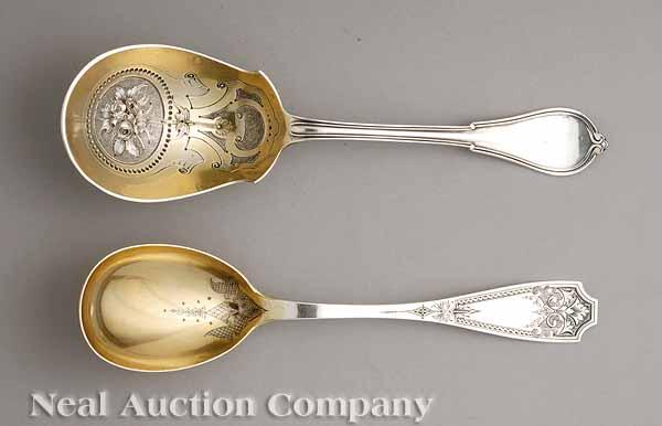 Appraisal: Two American Coin Silver Serving Spoons mid- th c A