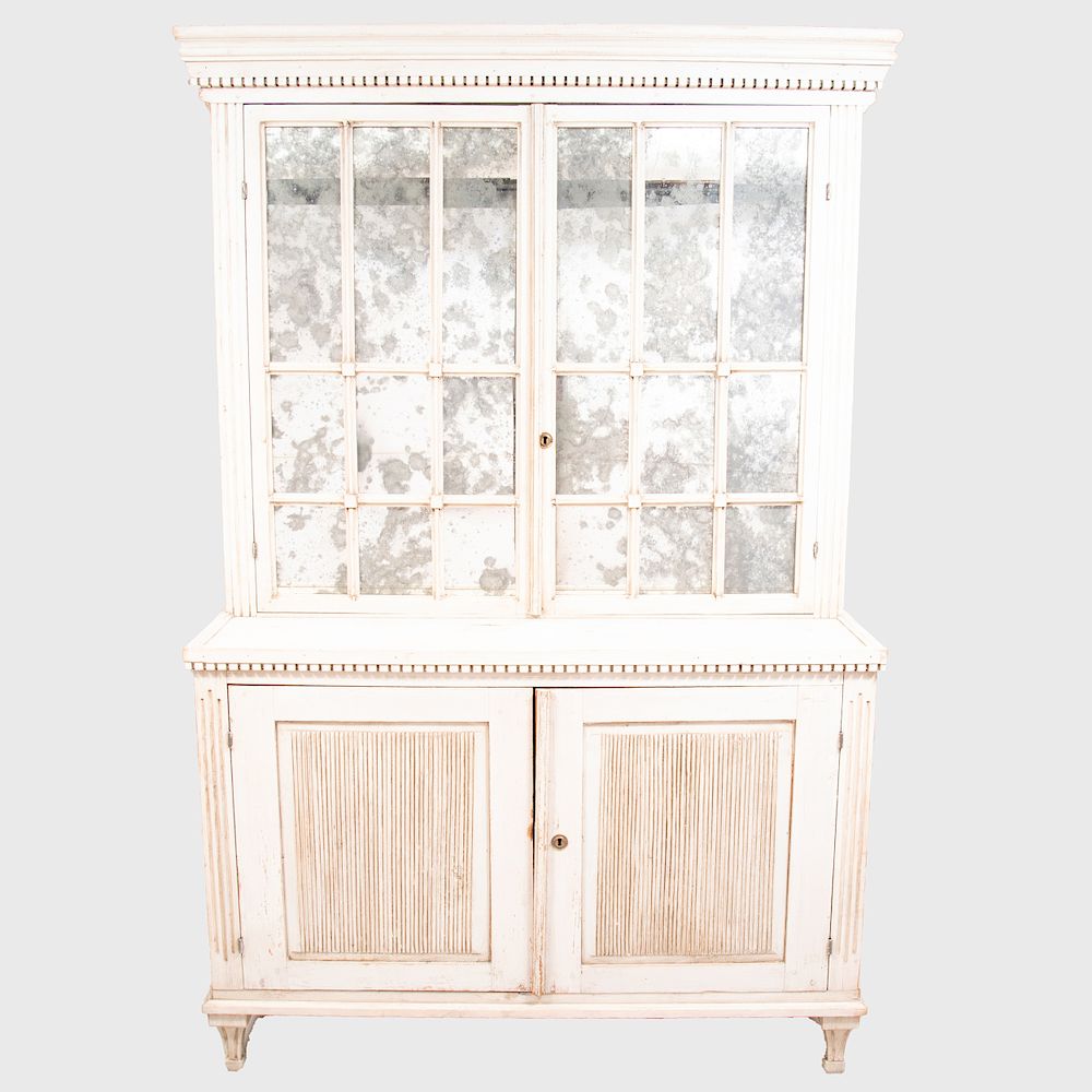 Appraisal: Swedish Neoclassical Style White Painted Cabinet with Glazed Panels With