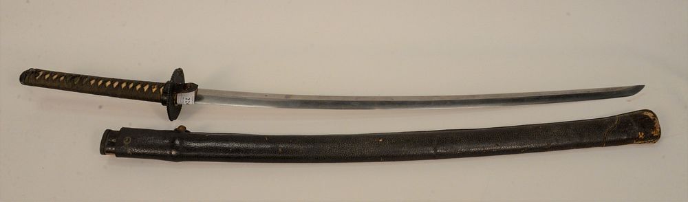 Appraisal: Japanese Katana Samurai Sword having wrapped cloth handle gold inlaid