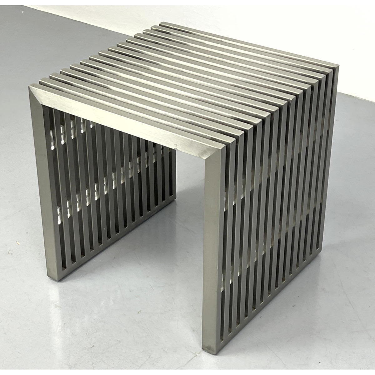 Appraisal: Stainless Steel Modernist Slat Side Table Dimensions H inches W