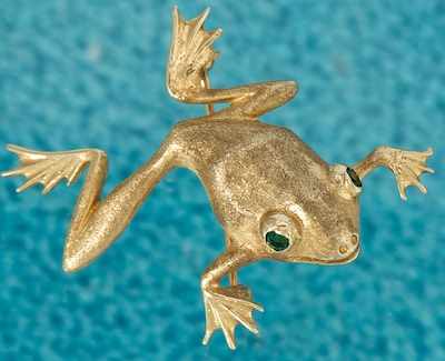 Appraisal: A Gold Frog Brooch k yellow gold brooch in the