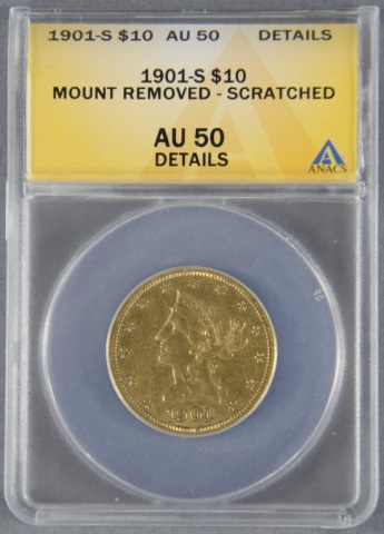 Appraisal: -S Liberty Gold CoinCertified and graded AU details mount removed