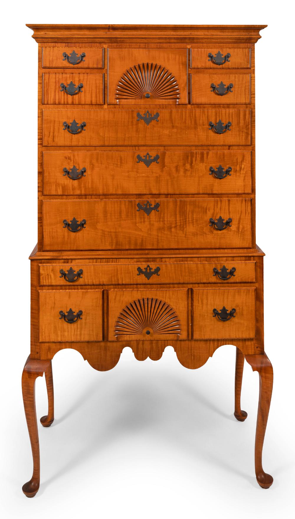 Appraisal: DAVID LEFORT QUEEN ANNE-STYLE HIGHBOY MASSACHUSETTS TH CENTURY HEIGHT WIDTH