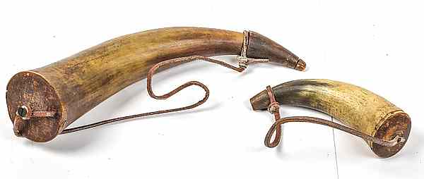 Appraisal: Lot of Two Powder Horns '' horn and '' horn