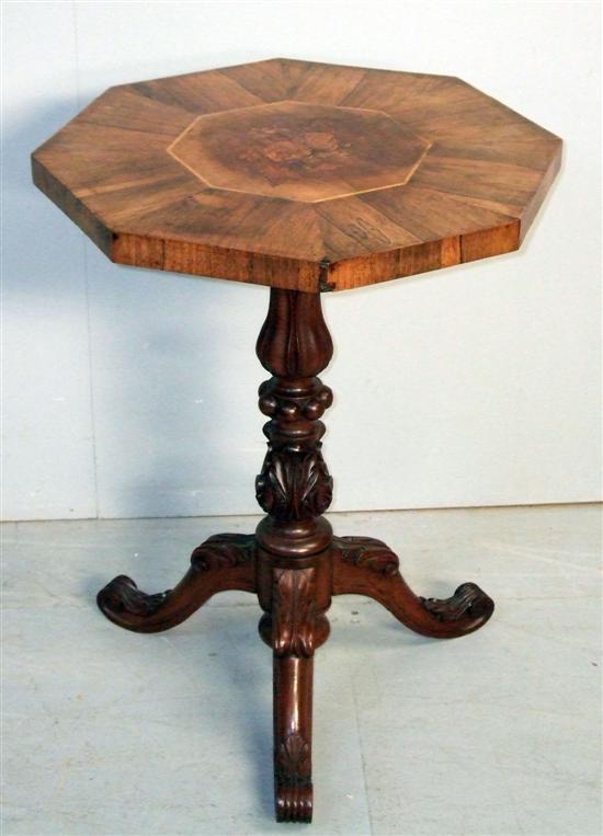 Appraisal: th century rosewood and floral marquetry inlaid octagonal table on