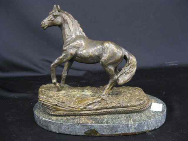 Appraisal: Bronze Statue of a Horse '' tall oval marble base