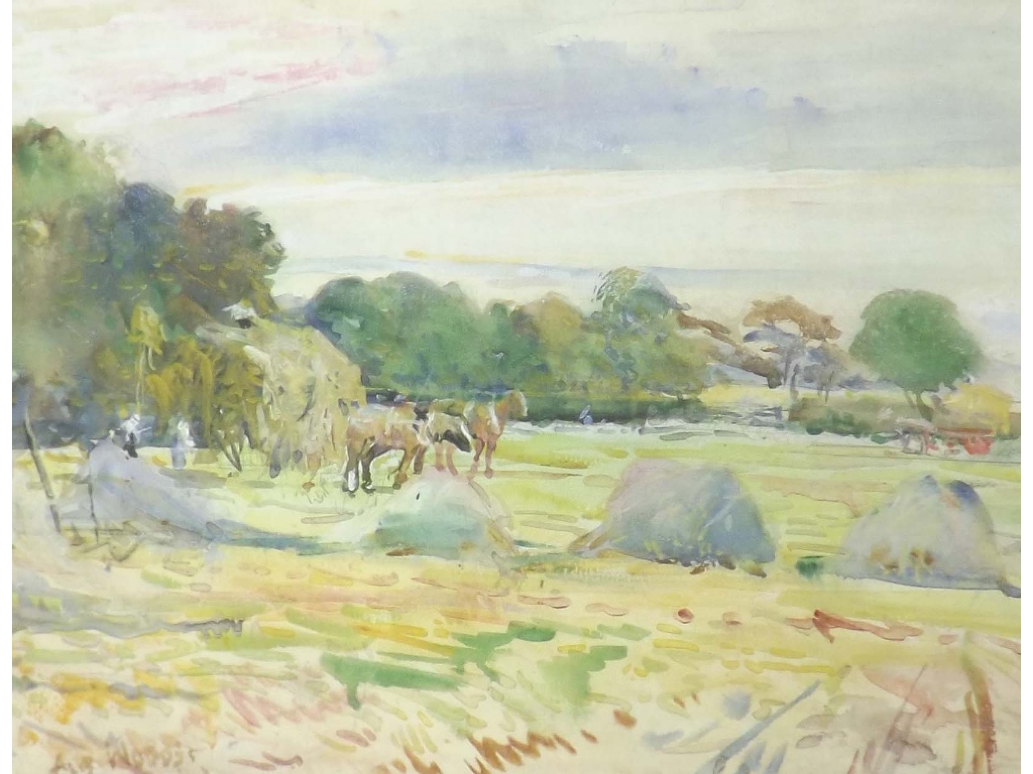 Appraisal: Albert Woods - - 'Loading the Hay' signed titled verso