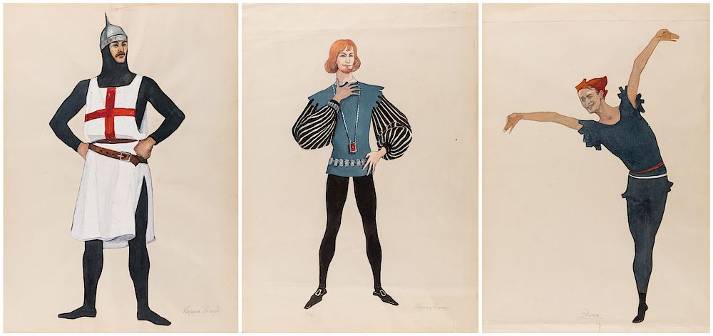 Appraisal: A GROUP OF THREE COSTUME DESIGNS FOR ROBIN HOOD BY