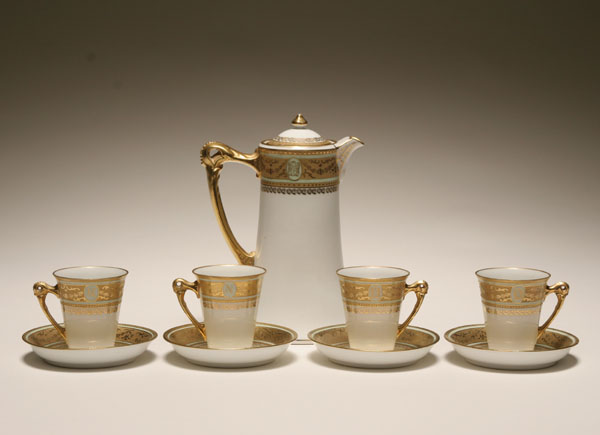 Appraisal: Royal Bayreuth Directoire style porcelain chocolate set hand painted and