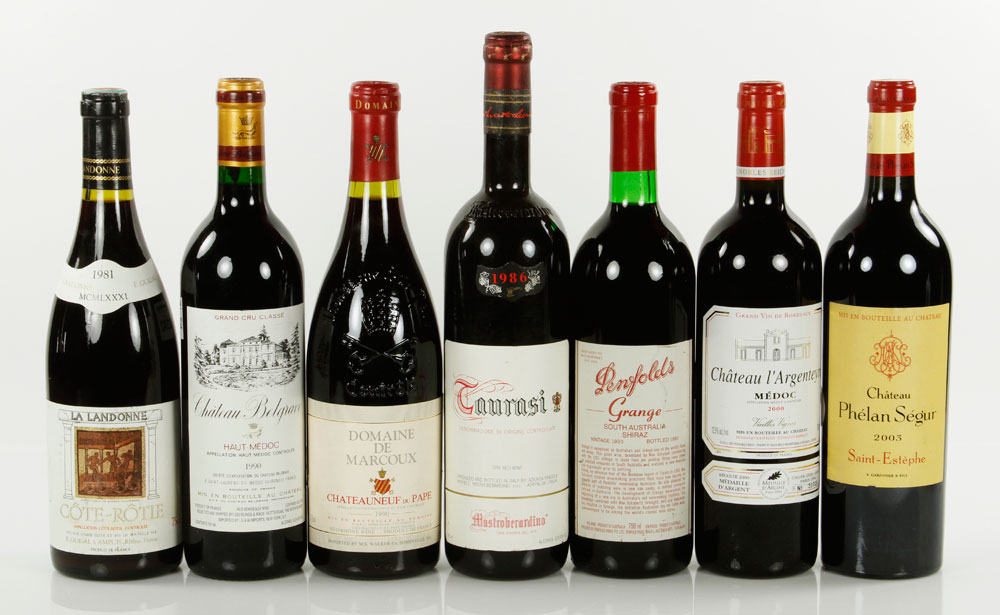 Appraisal: - Assorted Bottles of Vintage Red Wine Lot of seven